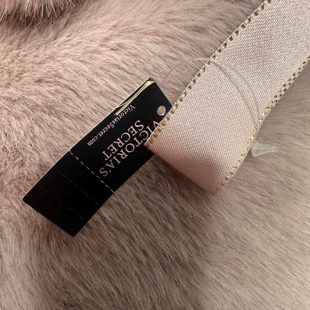 Victorias Secret Pink Furry Super Soft Christmas Stocking Gold  New With Tag - Picture 5 of 5